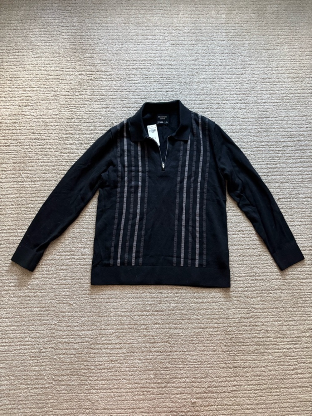 Men’s Black Quarter-Zip Knit Sweater